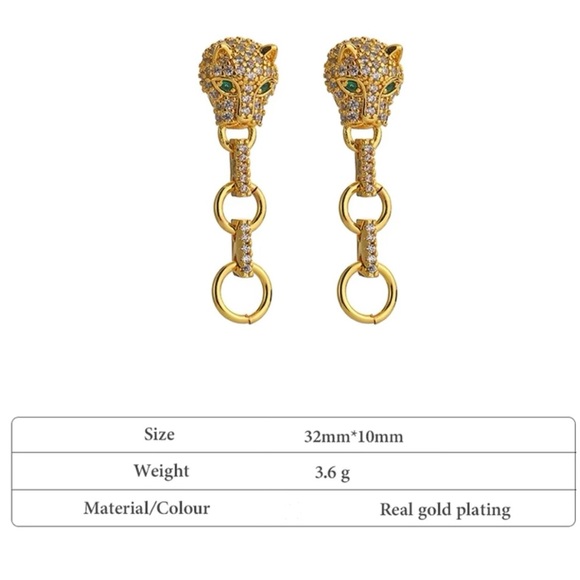 🐆Gold plated dangle bling earrings - Picture 3 of 5